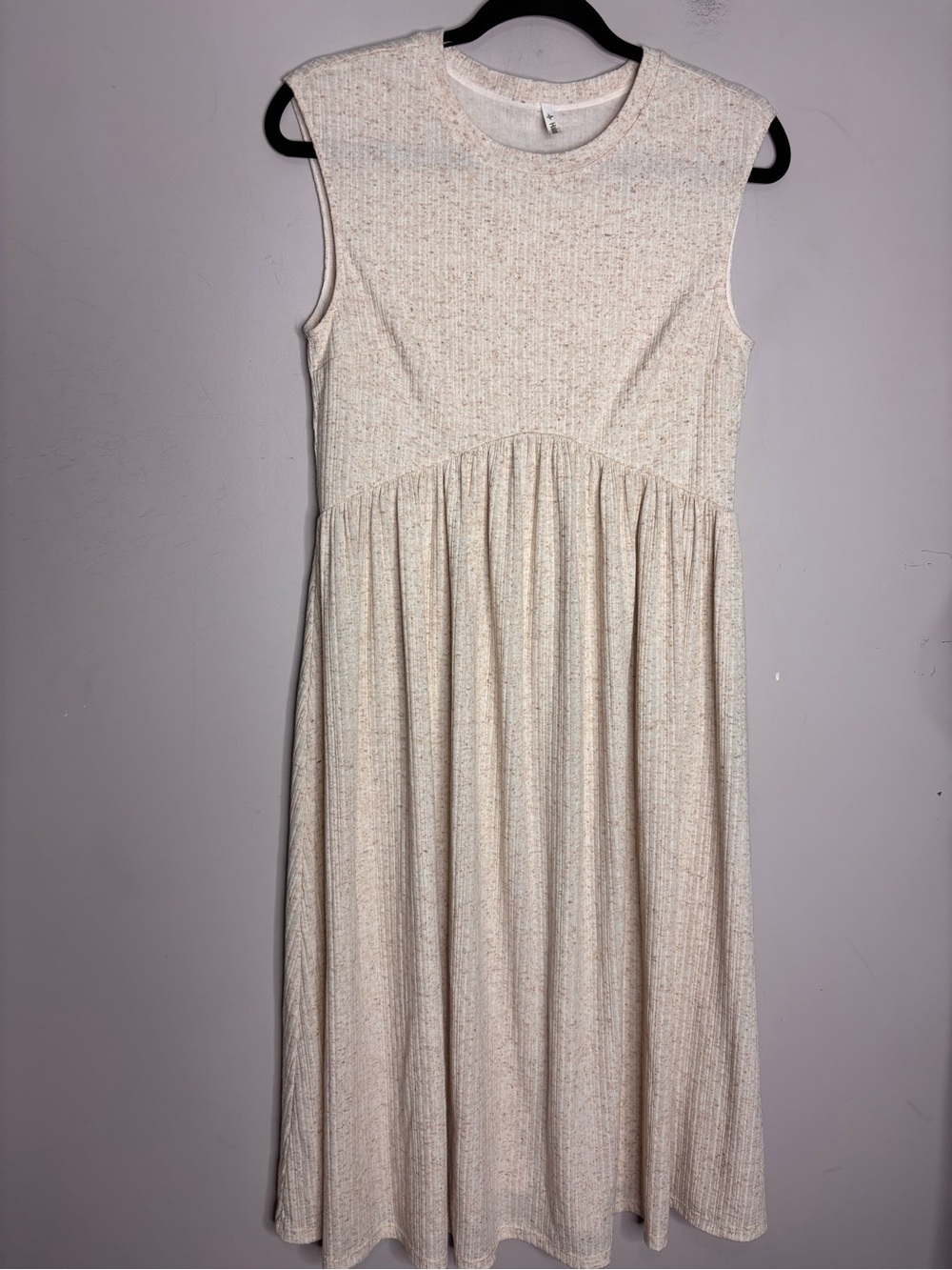 Halara Ribbed Knit Round Neck Sleeveless Flowy Midi Casual Linen-Blend Dress, M - Picture 5 of 13